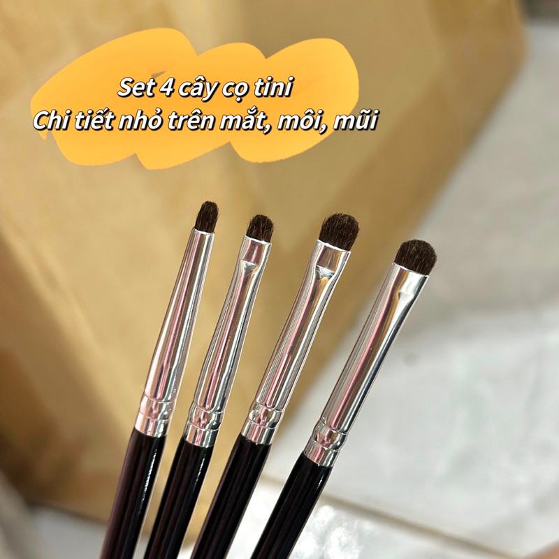 ชุดแปรง 4 ด้าม สำหรับจุดเล็ก ไฮไลท์จุดเล็ก และเขียนตา