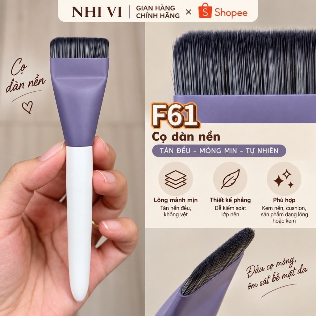 Cọ dẹt dàn trãi kem nền, kem lót, mặt nạ mã số F61