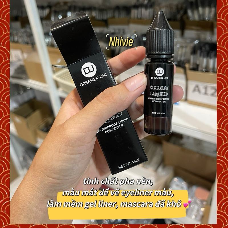 secret liquid dung dịch pha nền, gel liner, phấn mắt, nhũ, mascara chống nước 15ml