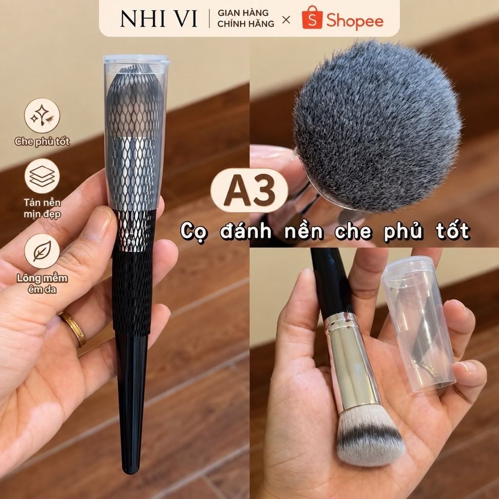 [KÈM NẮP] Cọ nền lông chặt đầu cọ bằng sợi tơ nhân tạo,KT dài 18.5cm cọ Nhi Vi mã A3
