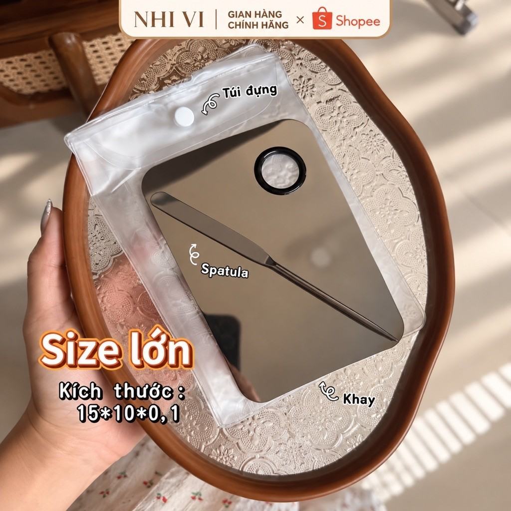 Bộ Khay Và Cây Trộn Kem Nền Bằng Thép Không Gỉ Nhivie
