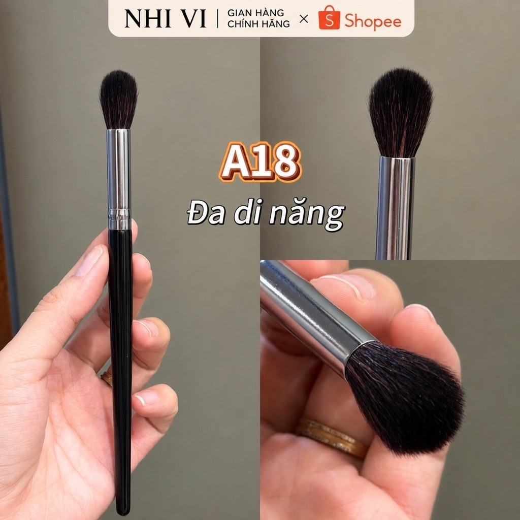 Cọ Đa Di Năng tán highlight tròn, má hồng nhỏ, phủ phấn phùng nhỏ mắt môi mũi miệng lông dê chuyên nghiệp Nhivie A18