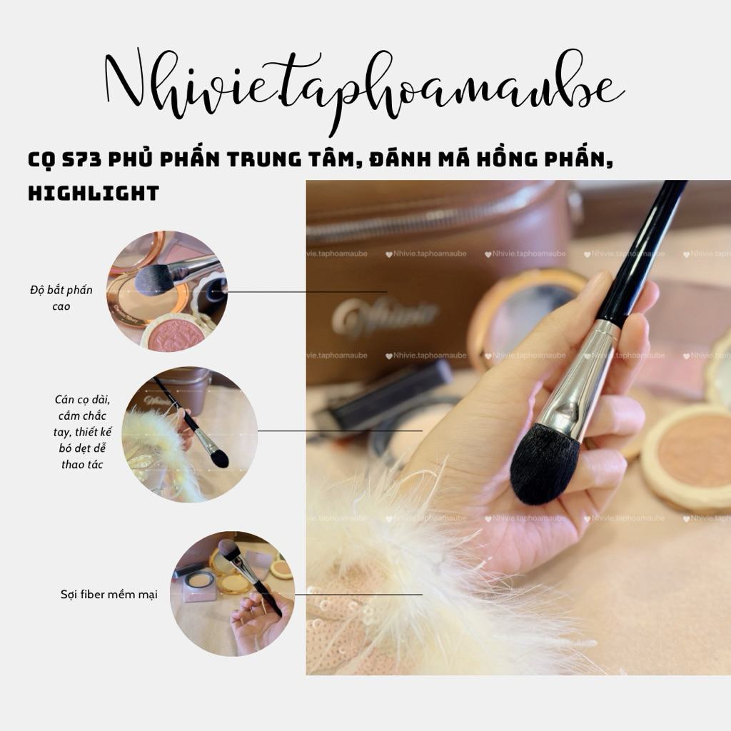S73 flat bundled brush for blush and small powder areas (remake)