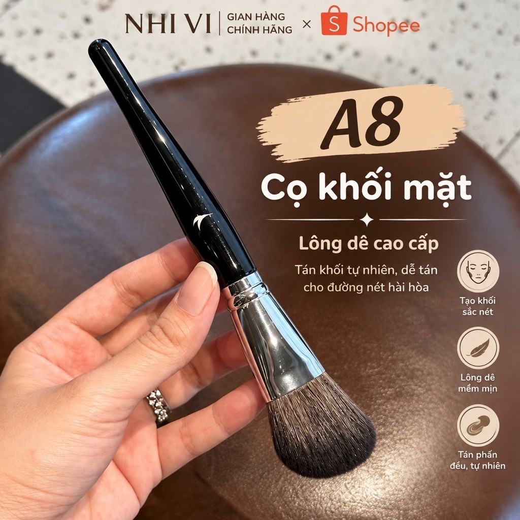A8 goat-hair face contour brush, picks up powder well