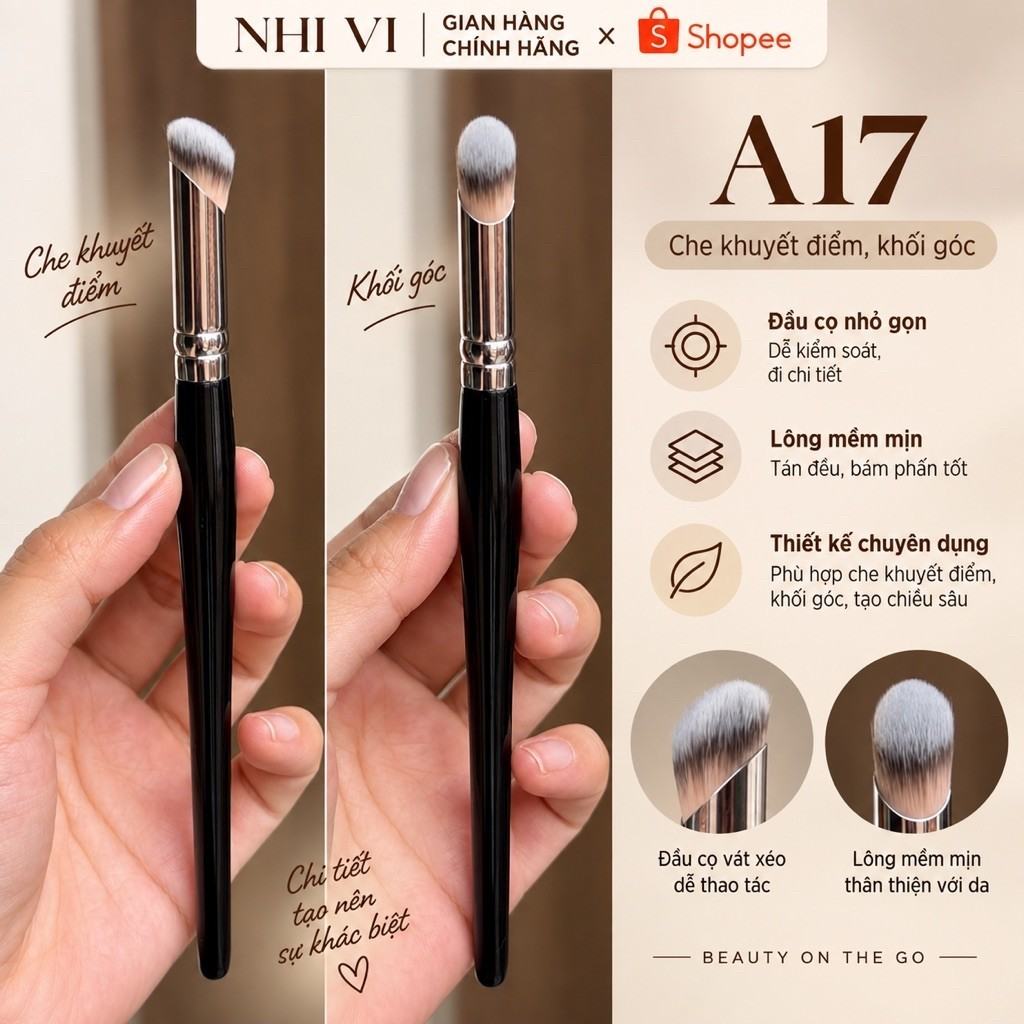[Form Vát Xéo] Cọ Che Khuyết Điểm Lông Mềm Hot Trend cọ Nhivi Mã A17