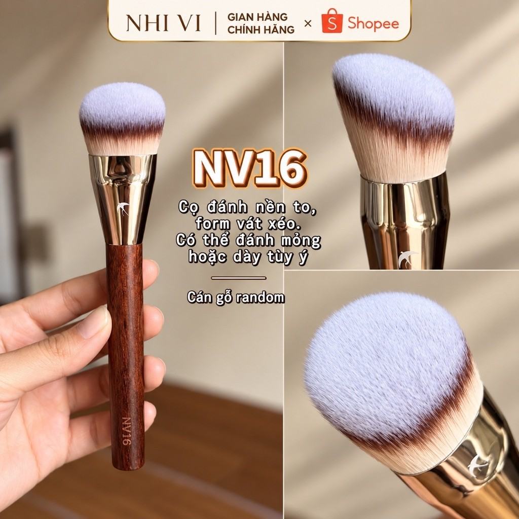 แปรงรองพื้นขนาดใหญ่ NV16 นุ่มพิเศษ ด้ามไม้พรีเมียม