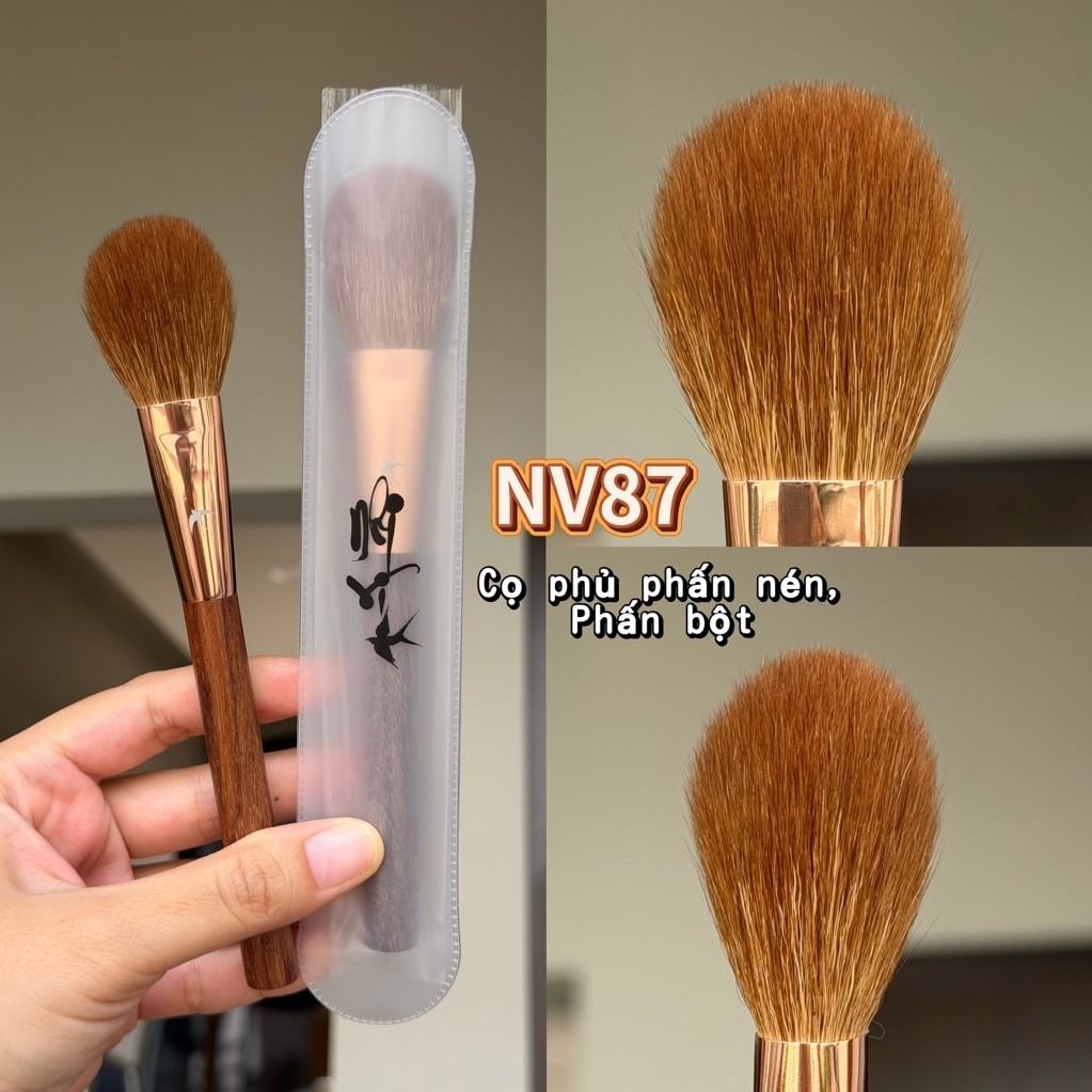 [NV87] Cọ trang điểm phủ phấn bó dẹt lông tự nhiên kích thước trung bình cọ Nhi Vi