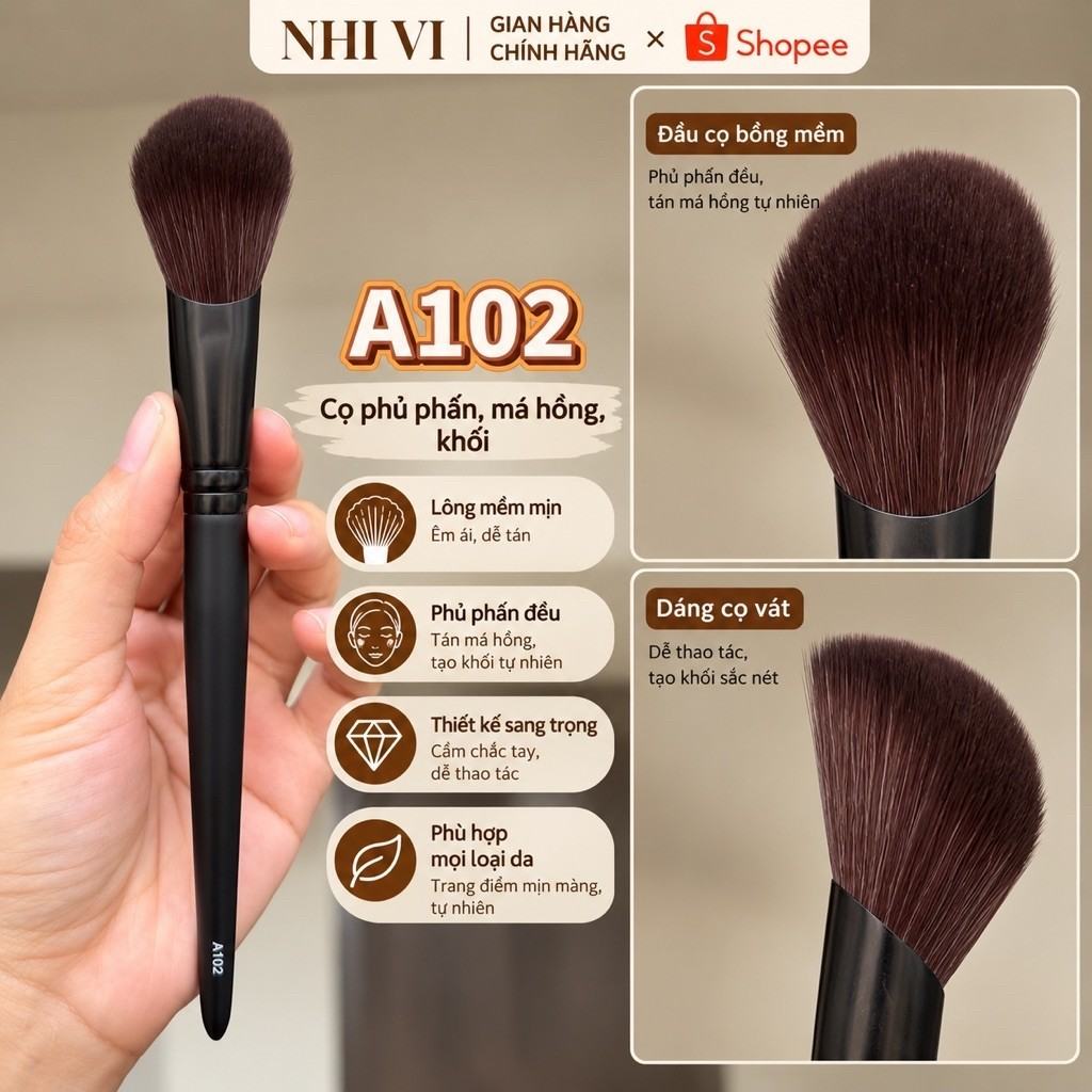 A102 multi-purpose brush for powder, blush and contour