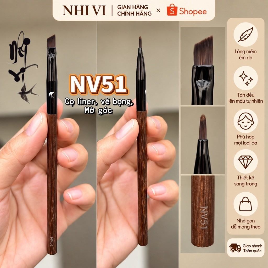 Cọ vẽ eyeliner, bọng mắt, viền mi hoặc mở góc mắt mã NV51