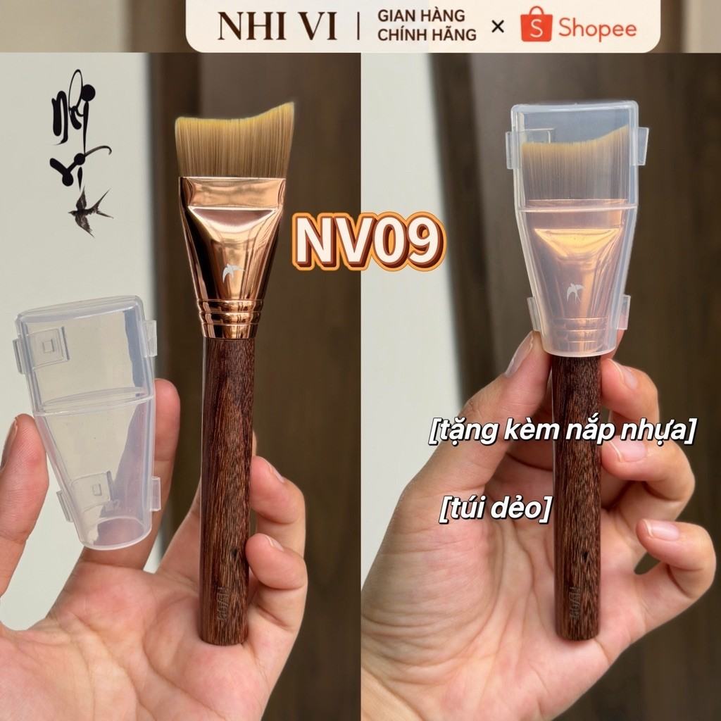 [NV09] Cọ dàn nền đầu xéo nguyệt cán gỗ cọ Nhi Vi nhivie.taphoamaube