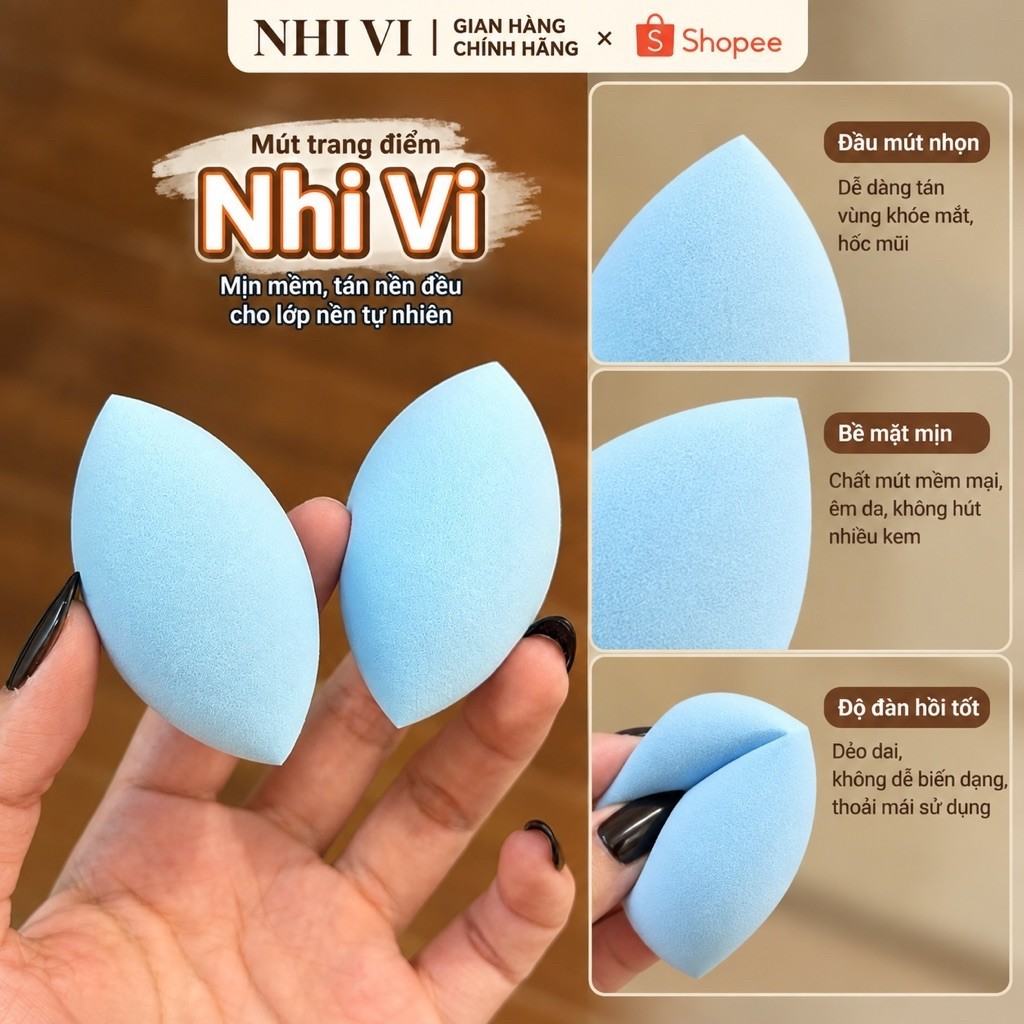 Bông mút đánh nền baby blue form đẹp, bông mút mềm mịn Nhi Vi - mã BABYBLUE