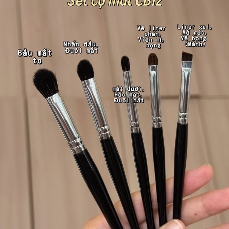 [CB12] Set cọ mắt đầy đủ cho trang điểm mắt cơ bản cọ Nhivi.