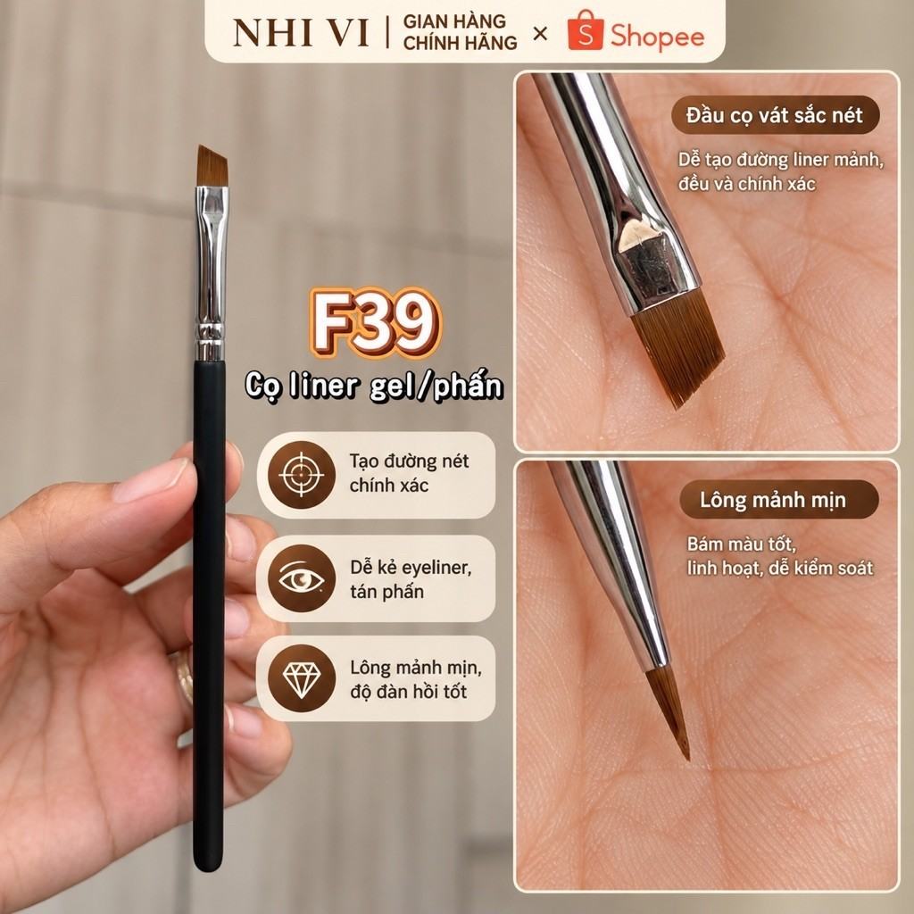 Cọ liner siêu mảnh cọ Nhi Vi mã số F39