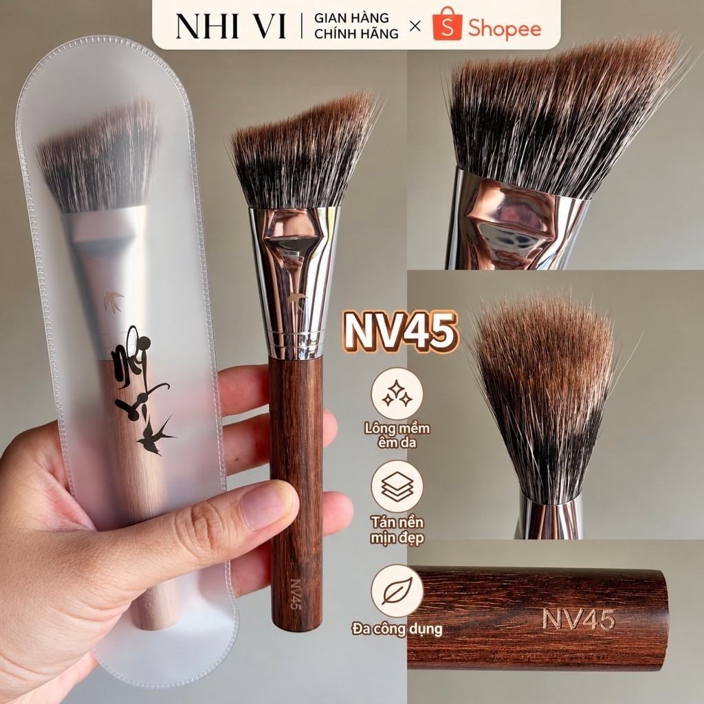 แปรงเฉดดิ้งขนธรรมชาติ NV45 สำหรับกรามและใบหน้า