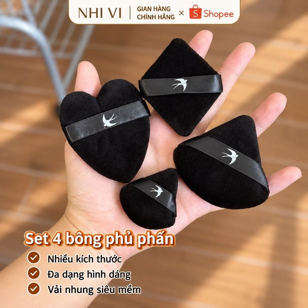 Soft black powder puff set