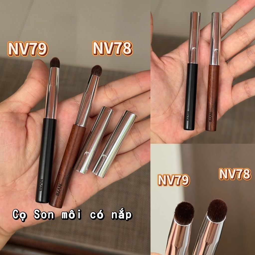 Cọ son môi có nắp cán gỗ Cọ Nhi Vi các loại