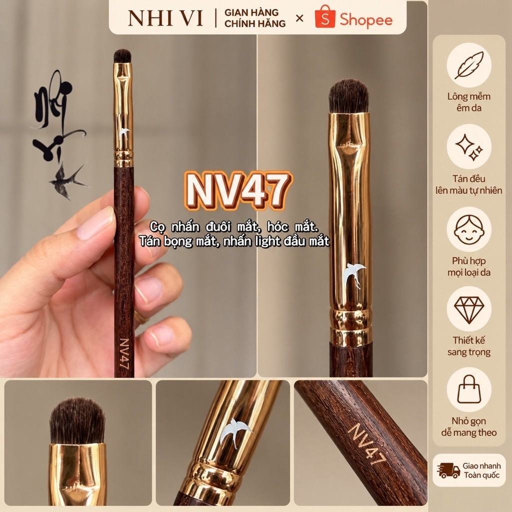 Cọ nhấn nhỏ chi tiết cọ Nhi Vi mã số NV47