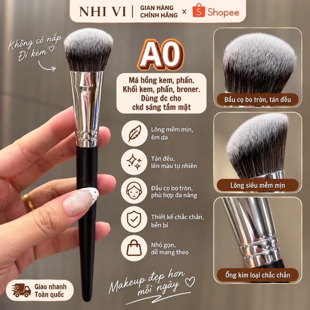 [Nhỏ Hơn S47] Có đánh nền và đánh má hồng kem, khối kem kích thước nhỏ mã A0