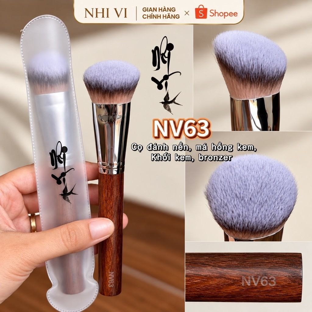 แปรง NV63 สำหรับรองพื้น บลัชครีม และบรอนเซอร์ เล็กกว่า NV16